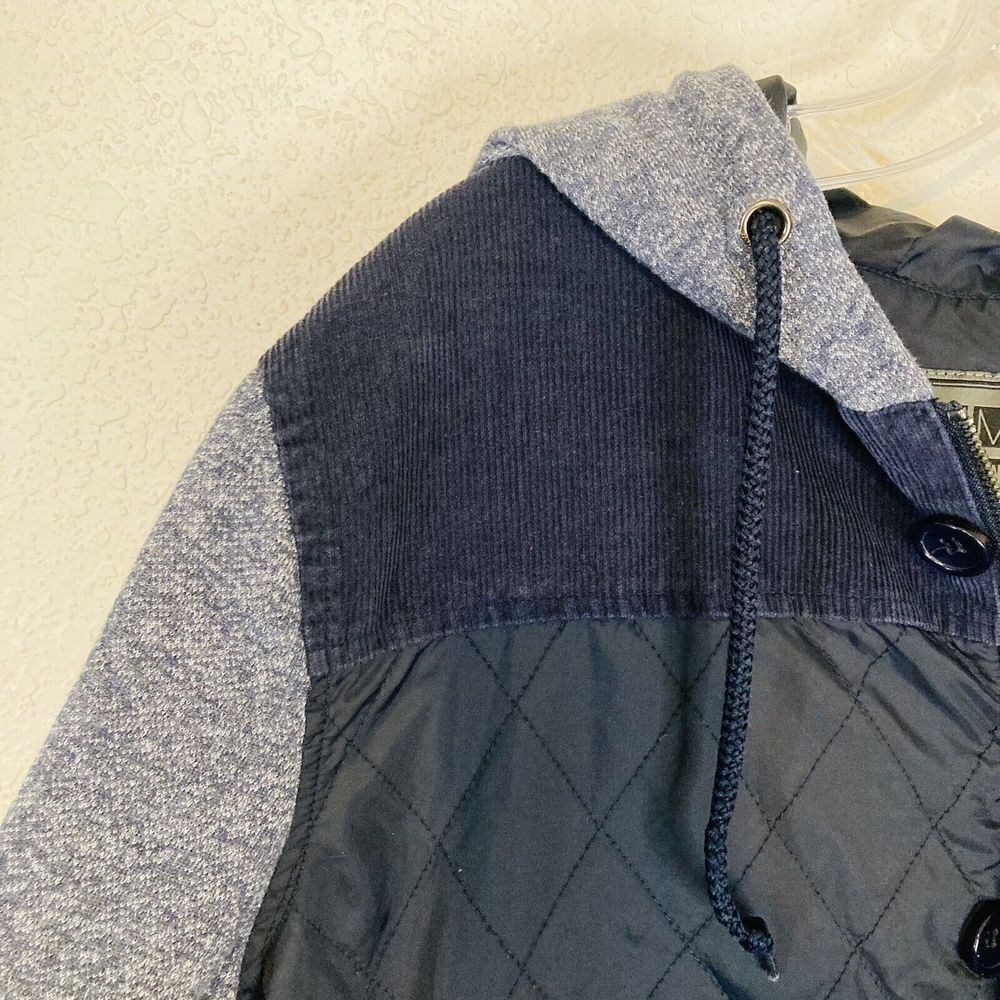 21 men LA Blue jacket Hoodie Zip/Button Closure Nylon & Cotton Sleeves Sz L - Picture 5 of 11